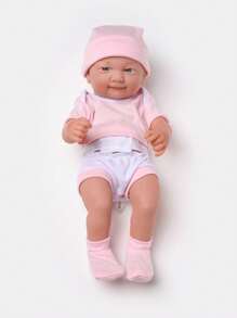 1件35cm 14英寸嬰兒娃娃,可愛的柔軟矽膠乳膠嬰兒重生娃娃,嬰兒玩具女孩禮物,逼真的全身女孩娃娃