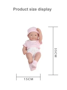1件35cm 14英寸嬰兒娃娃,可愛的柔軟矽膠乳膠嬰兒重生娃娃,嬰兒玩具女孩禮物,逼真的全身女孩娃娃