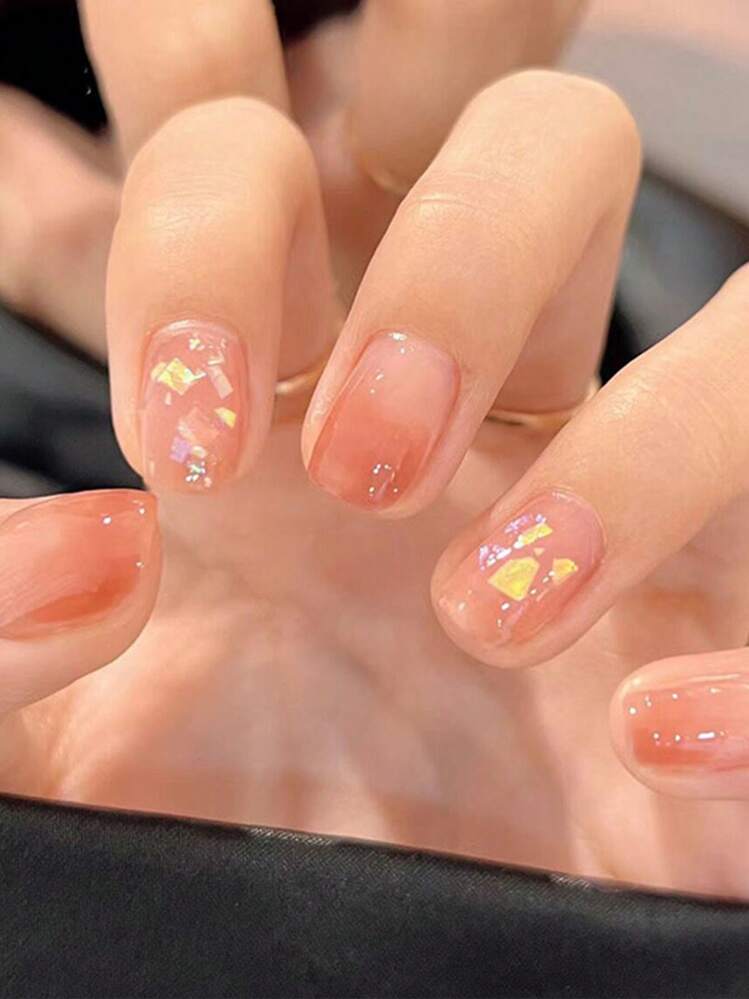 ショートスクエアネイルチップ 24ピースセット ファイル, ゼリーグルー