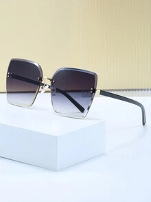 一副女士無框方形時尚太陽眼鏡,適用於日常使用 - 灰色 - 查看 3