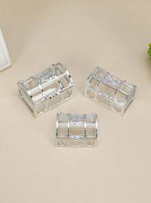 12pcs Transparent Gift Box Chocolate Container Decoration Gift Can Hollow Candy Box Chocolate Container Decoration Gift Can Decoration Wedding Party - Silver - View 2
