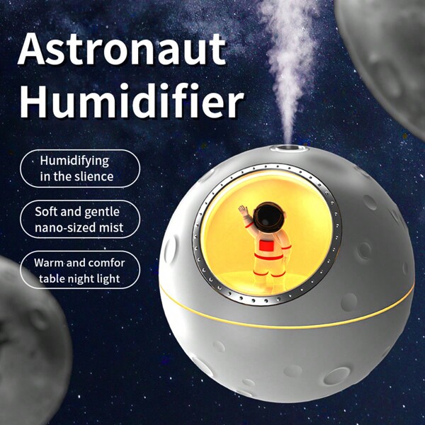 Umidificador De Ar Difusor Aromas E Aromatizador Espaço Astronauta Decoração De Quarto Abajur 300ml LED UM011