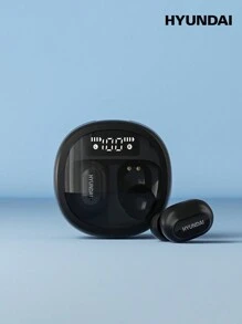 HYUNDAI 蓝牙耳机，半入耳式无源降噪 HIFI 立体声，音乐，游戏，语音通话麦克风，LED 显示屏，无线，长待机 - 黑色 - 查看 7