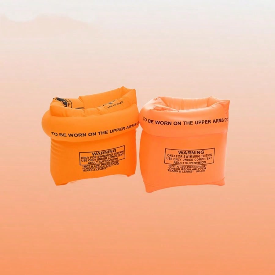 2pcs Beach Swimming Arm Floats, Creative Solid Color Pool Swim Ring For Beginners, Safe Double