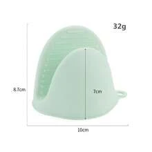 矽膠烤箱手套耐熱,矽膠廚房鍋蓋,迷你烤箱手套,橡膠烤箱手套,戶外野餐保溫廚房手套,夾子手套,可愛廚房手套(黑色) - 黑色 - 查看 11