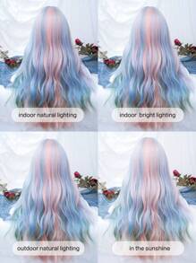 alicegarden 1 Piece Synthetic Heat-Resistant Multi Color Wigs, 28 Inches Long, Made From Fiber, Suitable For Daily Use, Natural And Realistic Wig (Excluding Accessories) - Multicolor - View 7