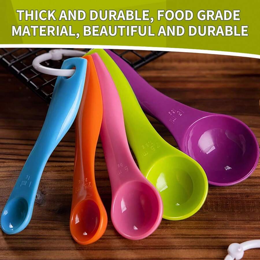 5入組塑料咖啡粉食品茶匙套裝,配有刻度 - 彩色 - 查看 1