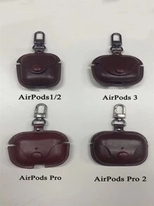 純色款式保護殼,適用於airpods1/2和airpods Pro - 咖啡棕 - 查看 3