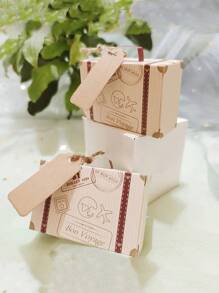 10入組迷你手提箱禮盒,適用於節日和婚禮禮物,手提箱婚禮糖果盒創意糖果盒復古牛皮紙婚禮糖果盒,適用於旅行和旅行時使用的糖果盒,旅行配件旅行必備品