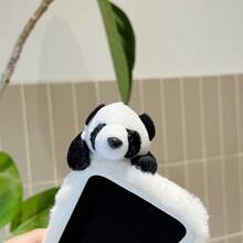 Custodia per telefono in peluche 3D a forma di panda, compatibile con 17 Pro Max/17 Pro/17, 16 Pro Max/16 Pro/16, 15 Pro Max/15 Pro/15, 14 Pro Max/14 Pro/14, Nuovo 13 Pro Max/13 Pro, 11, 12, custodia per telefono in pelliccia cartoni animati