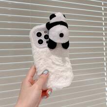 Custodia per telefono in peluche 3D a forma di panda, compatibile con 17 Pro Max/17 Pro/17, 16 Pro Max/16 Pro/16, 15 Pro Max/15 Pro/15, 14 Pro Max/14 Pro/14, Nuovo 13 Pro Max/13 Pro, 11, 12, custodia per telefono in pelliccia cartoni animati