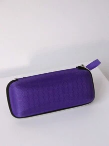 1 件紫色钻石形状 EVA 眼镜盒、眼镜盒、眼镜盒、便携式太阳镜盒、男士拉链细节眼镜盒、简约黑色旅行眼镜盒、眼镜盒用于存放眼镜，适合日常生活回到学校，方便携带（无眼镜）