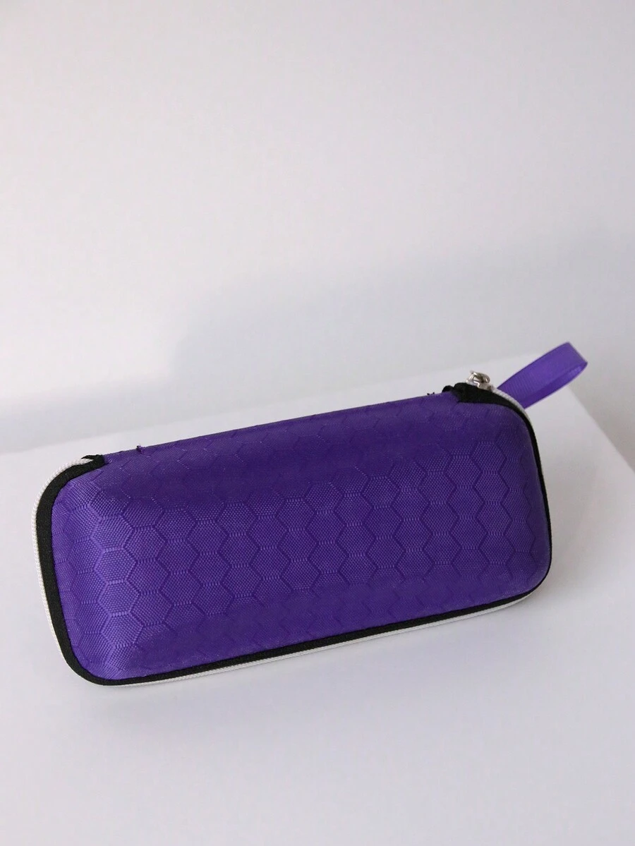 1 件紫色钻石形状 EVA 眼镜盒、眼镜盒、眼镜盒、便携式太阳镜盒、男士拉链细节眼镜盒、简约黑色旅行眼镜盒、眼镜盒用于存放眼镜，适合日常生活回到学校，方便携带（无眼镜）