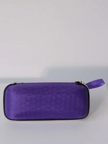 1 件紫色钻石形状 EVA 眼镜盒、眼镜盒、眼镜盒、便携式太阳镜盒、男士拉链细节眼镜盒、简约黑色旅行眼镜盒、眼镜盒用于存放眼镜，适合日常生活回到学校，方便携带（无眼镜）