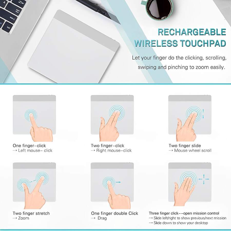 JOMAA JOMAA Wireless Touchpad Mouse for Windows PC Ultra Slim Portable ...