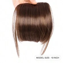 Natural Straight Synthetic  Bangs High Temperature Fiber  Clip-In Full Bangs With Fringe Of Hair 6 Inch - Light Brown - View 4
