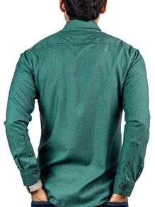 Camisa Hombre Casual Slim Fit Verde Lisa Texturizada - Blanco - Ver 5