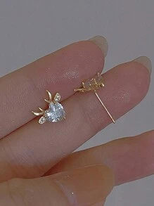 1pair Cute Deer Stud Earrings For Women, Simple Christmas Reindeer Ear Jewelry