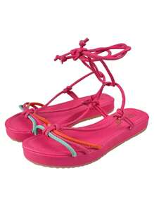 Women Flat Sandals - Hot Pink - View 1