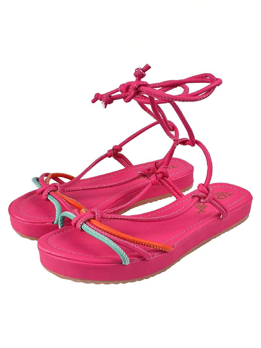 Women Flat Sandals - Hot Pink - View 1
