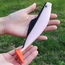 Sougayilang 1入組大型鹽水垂釣魚餌,塑料下沉式游泳餌,海釣軟餌 - 黑與白 - 查看 2