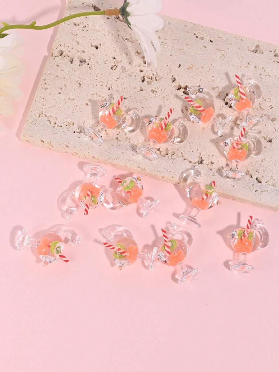 12入組可愛卡通夜燈奇異果杯和鳥裝飾掛件,用於diy耳環和項鍊製作 - 彩色 - 查看 1