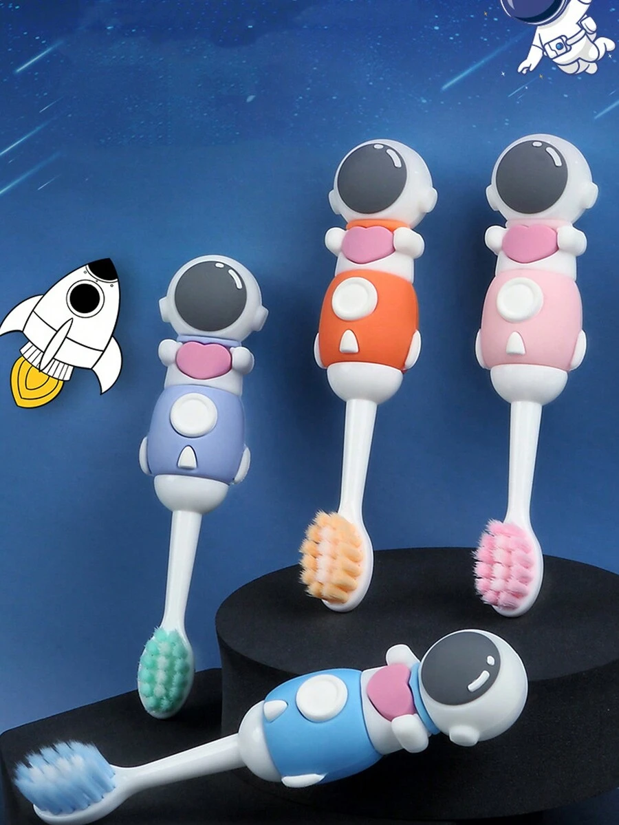 Cepillo De Dientes Para Niños Con Diseño De Astronauta De Dibujos Animados Estilo Aleatorio - Multicolor - Ver 1
