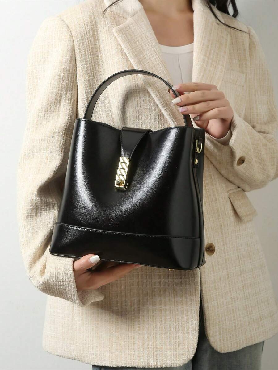 Black Simple Large Capacity Fashion Handbag - Black - View 1