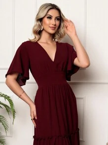 Women Dresses - 紅木色 - 查看 2