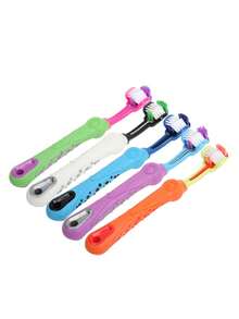 Pet Oral Care Three-sided Triple-headed Toothbrush - Purple - View 10