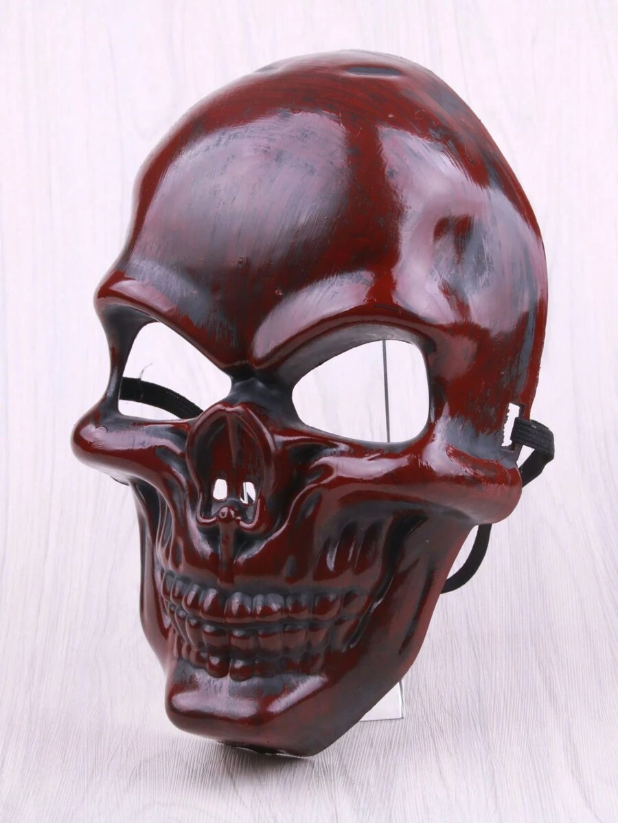 1 pieza Máscara de calavera esqueleto de terror, accesorio de disfraz, máscara de fiesta de Halloween - Burdeos - Ver 1