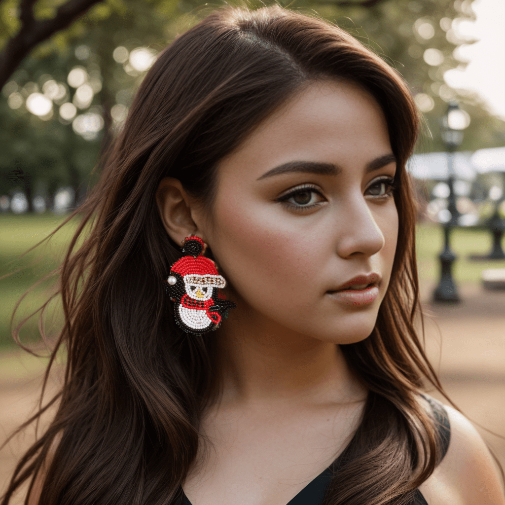 1pair Christmas Cartoon Penguin & Pearl Stud Earrings | SHEIN USA