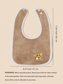 2pcs/pack Double-sided Coral Fleece Embroidered Animal Pattern Baby Bibs - Multicolor - View 3