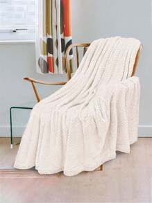 1pc Beige Flannel Fleece Blanket, Warm & Soft Fluffy Blanket For Sofa, Bedroom, Living Room