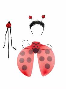 1套以瓢蟲為設計的兒童翅膀、頭帶、手套和眼罩套裝,適用於cosplay派對 - 彩色 - 查看 2