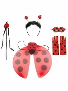 1套以瓢蟲為設計的兒童翅膀、頭帶、手套和眼罩套裝,適用於cosplay派對 - 彩色 - 查看 1