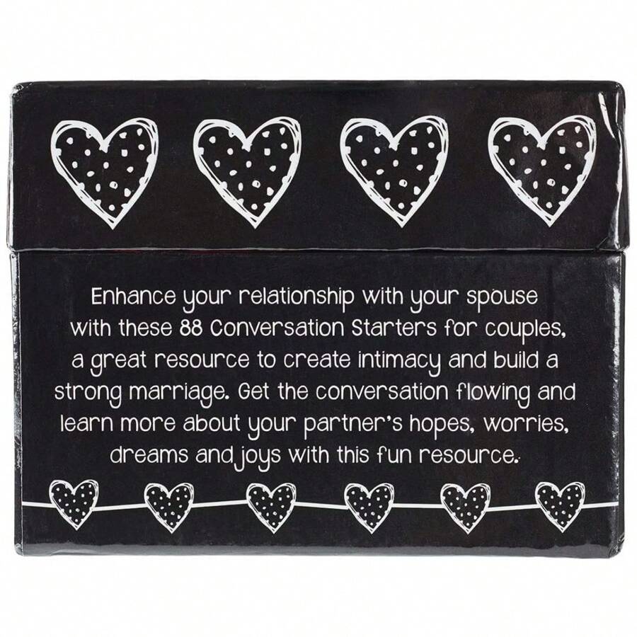 88 Great Conversation Starters For Husbands And Wives, A Romantic Card Game For Married Couples To Improve Communication, Enhance The Relationship And Make An Interesting Wedding Anniversary Or Marriage Gift - Black and White - View 1