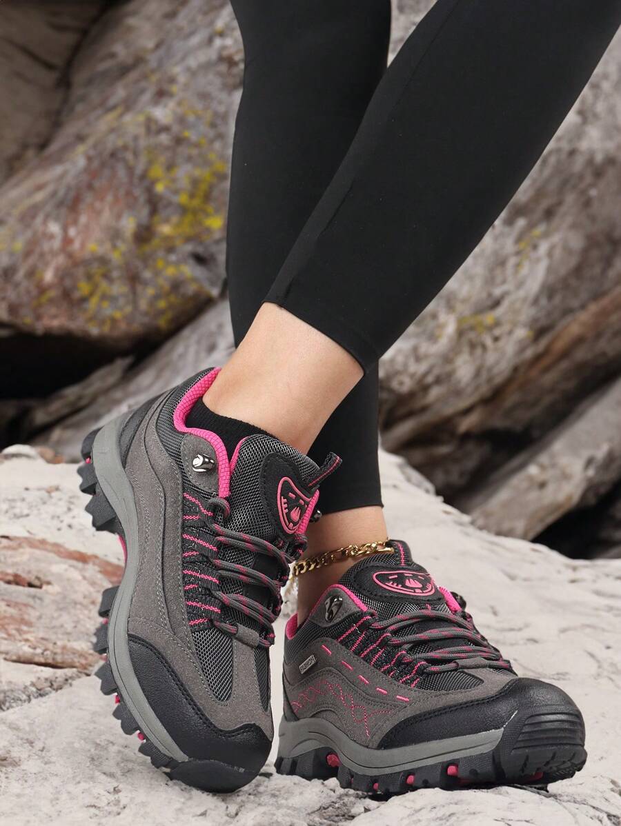 1 đôi Ngoài trời Chống trượt Cô gái Giày lêu lổng Với Mặt trước Buộc & TPR Đế Đĩa Đối với Giải trí Thể thao Và Đi bộ du lịch - Màu xám đen - Xem 1