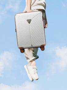 LUGGEX Bộ hành lý sọc chữ Y màu trắng 14 + 20 inch thanh lịch - Tạo nên phong cách thời trang khi đi du lịch - Hành lý cốp thiết kế có bìa cứng PC, bánh xe quay và khóa TSA (“14” + ”20”) Bộ vali du lịch - trắng - Xem 4