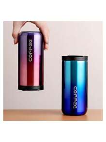 Termos para Cafe de 500 ml, Taza Termo de Gran Capacidad de Acero Inoxidable, Taza de Café al Vacío para Conservación del Calor y el Frío, Adecuada para Preparar Leche, Café, Té - Neblina azul - Ver 2