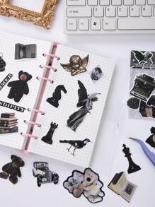 Conjunto De Stickers De Estilo Retro Americano Para Libreta De Cuentas (30 Piezas/paquete) - Negro - Ver 6