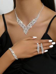 時尚婚禮配件套裝適合女士,包括項鍊,耳環,手鍊,完美適用於西部風格婚禮和宴會