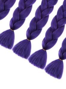 3包24英寸黑色大号编织假发，适合女性日常、节日、角色扮演、时尚编发、万圣节、圣诞节、新年、狂欢节、音乐节等场合。合成纤维钩编假发，实用灵活，耐热。 - 紫色 - 查看 5