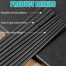 Bộ 5 đôi đũa sợi thủy tinh có thể tái sử dụng, an toàn cho máy rửa chén, dài 9,5 inch (khoảng 24,9cm), phong cách Nhật Bản Hàn Quốc, chống trượt, dễ sử dụng (đũa đen) (D), nhà bếp, quà tặng Giáng sinh - 5 cặp - Xem 7