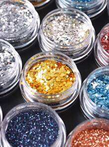 35 件装美甲闪光粉片 3D 闪亮六角形亮片细铬颜料粉亮片美甲装饰 - 彩色 - 查看 4