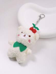 1入組女性可愛的毛絨櫻桃熊袋飾 - 彩色 - 查看 3