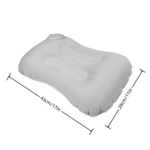 1入組便攜充氣方形枕頭,灰色的PVC戶外遊玩長毛絨軟墊按壓式充氣枕頭 - 灰色 - 查看 3