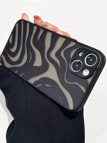 1 Pieza Funda De Teléfono Antichoque Con Patrón De Cebra Negra Y Textura De Piel Compatible Con Iphone - Multicolor - Ver 3