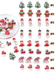 1入聖誕雪人、聖誕樹、聖誕老人玻璃珠,適合節日裝飾、派對裝飾、家居裝飾、diy手工裝飾,製作手鍊項鍊珠寶工藝品 - 彩色 - 查看 1