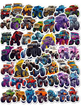 50 Sheets/Pack Monster Truck & Cartoon Car & Big Foot Car Pattern Pp Stickers Suitable For Cartoon Car,Computer,Skateboard,Luggage Stickers And Cute Children's Creative Stickers,Stickers,Monster Truck,Car Stickers,Stickers,Monster Truck,Car Stickers,School,Scrapbook Supplies,Sticker Car,Foot Stickers,Sticker Sheets Kids,Pixar Cars,Monster Truck Storage,Boys Room Decor,Cars For Kids